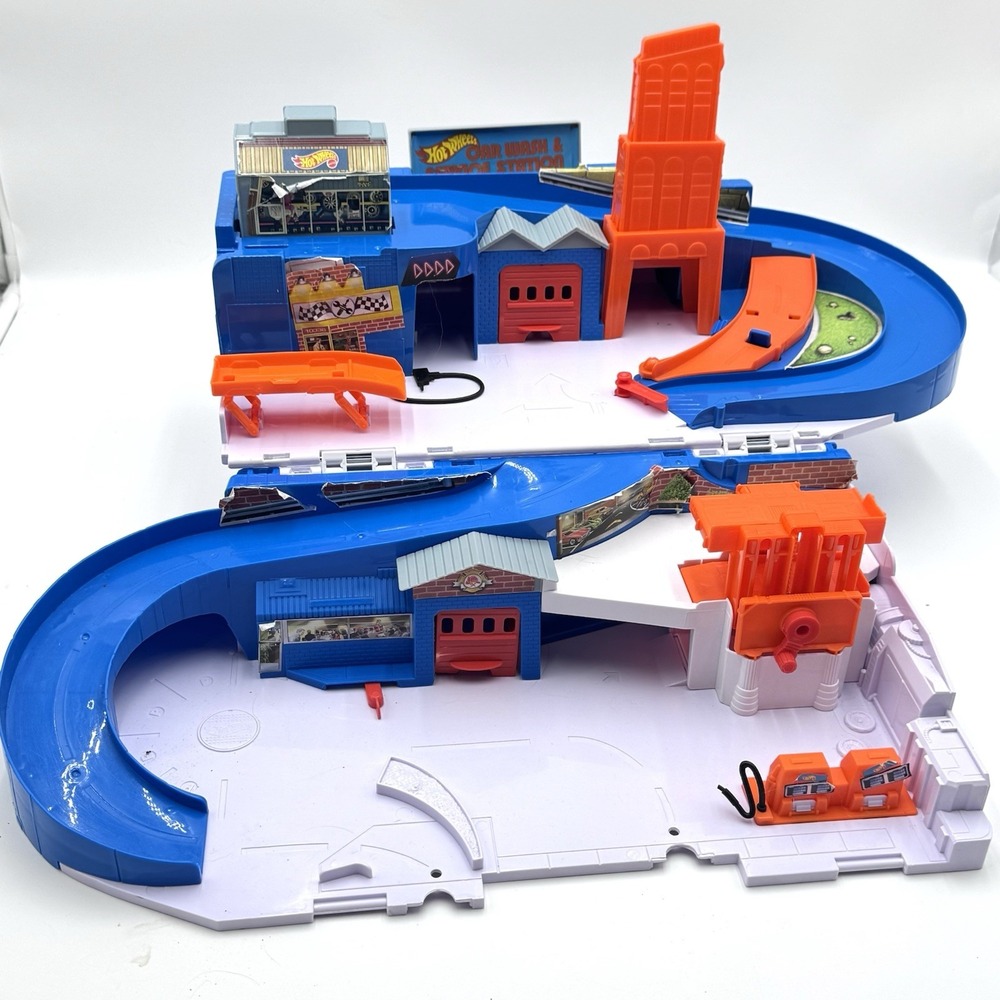 Hot Wheels Car Wash & Service Station Center Play Set DMW90 Mattel 2015 Sto N Go